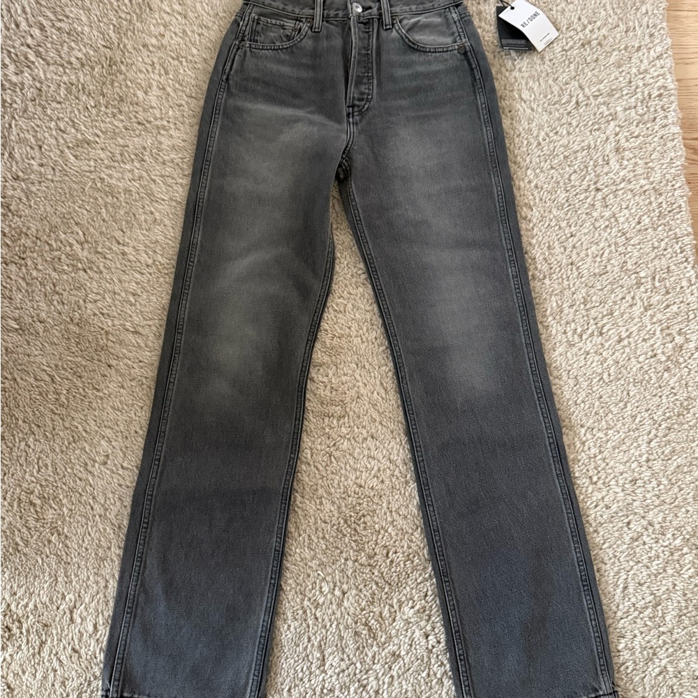 Re/Done Black 70s Ultra High Rise Stove Pipe Straight Jeans Size 25 NWT #2